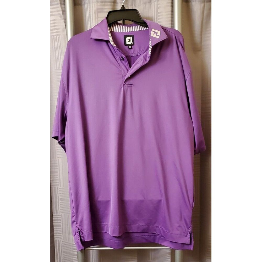 Foot Joy‎ FJ Men's Short Sleeve Purple 1/4 Button Up Players Golf Shirt Size XL